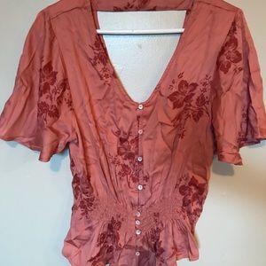Billabong pink floral blouse